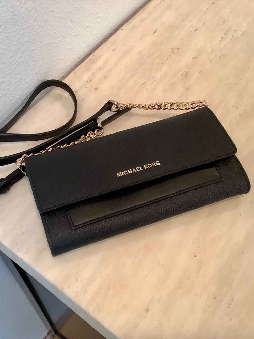Michael Kors Black Leather Extra Small Cross Body Bag